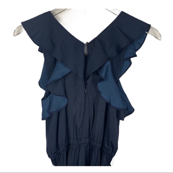 LOFT Racerback Belted Flutter Blue Jumpsuit 0P - Picture 3 of 4